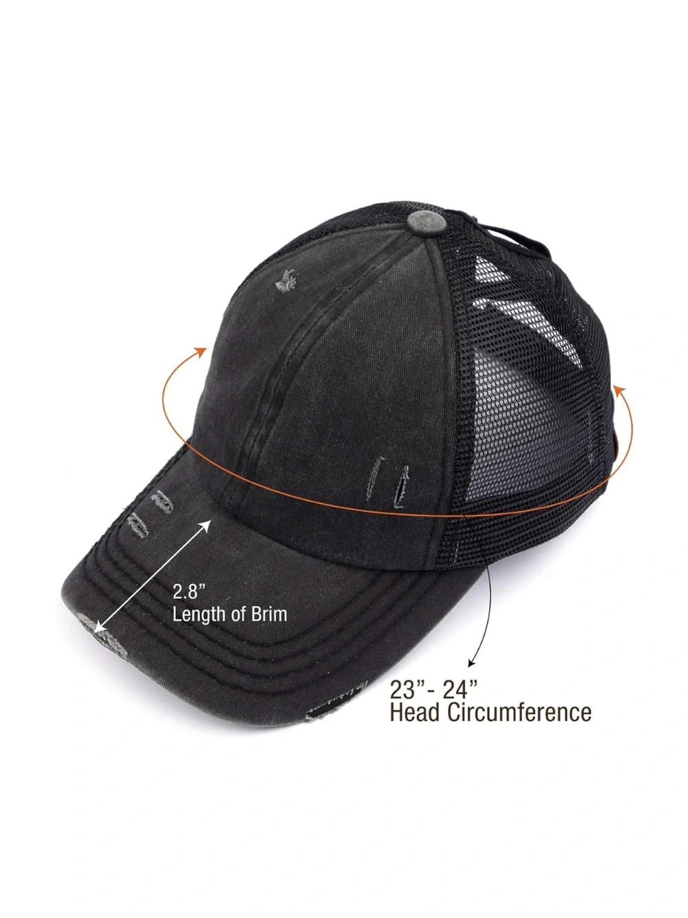 NWOT C.C Black Distressed Mesh Back Baseball Cap Trucker Hat New